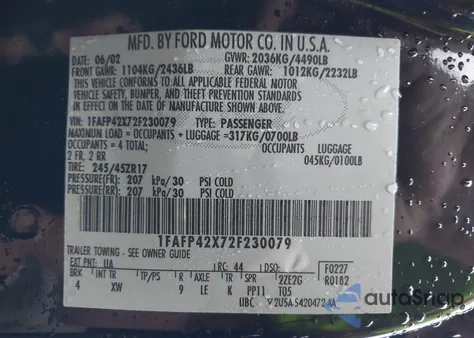 2002 Ford Mustang Gt из США, поврежденный, VIN 1FAFP42X72F230079